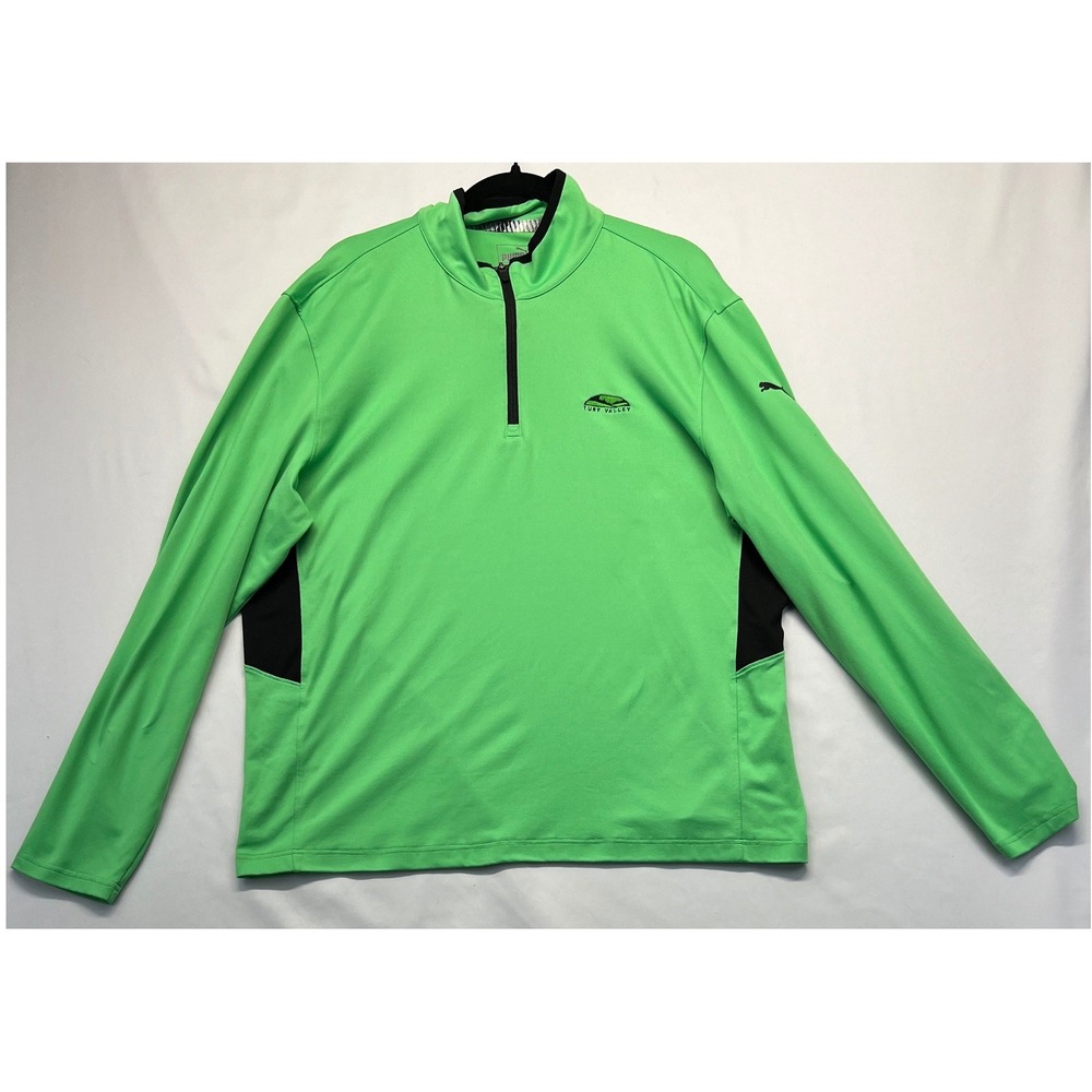 Puma Golf Mens Large Lime Green Turf Valley Quarter Zip Pullover 577900-06